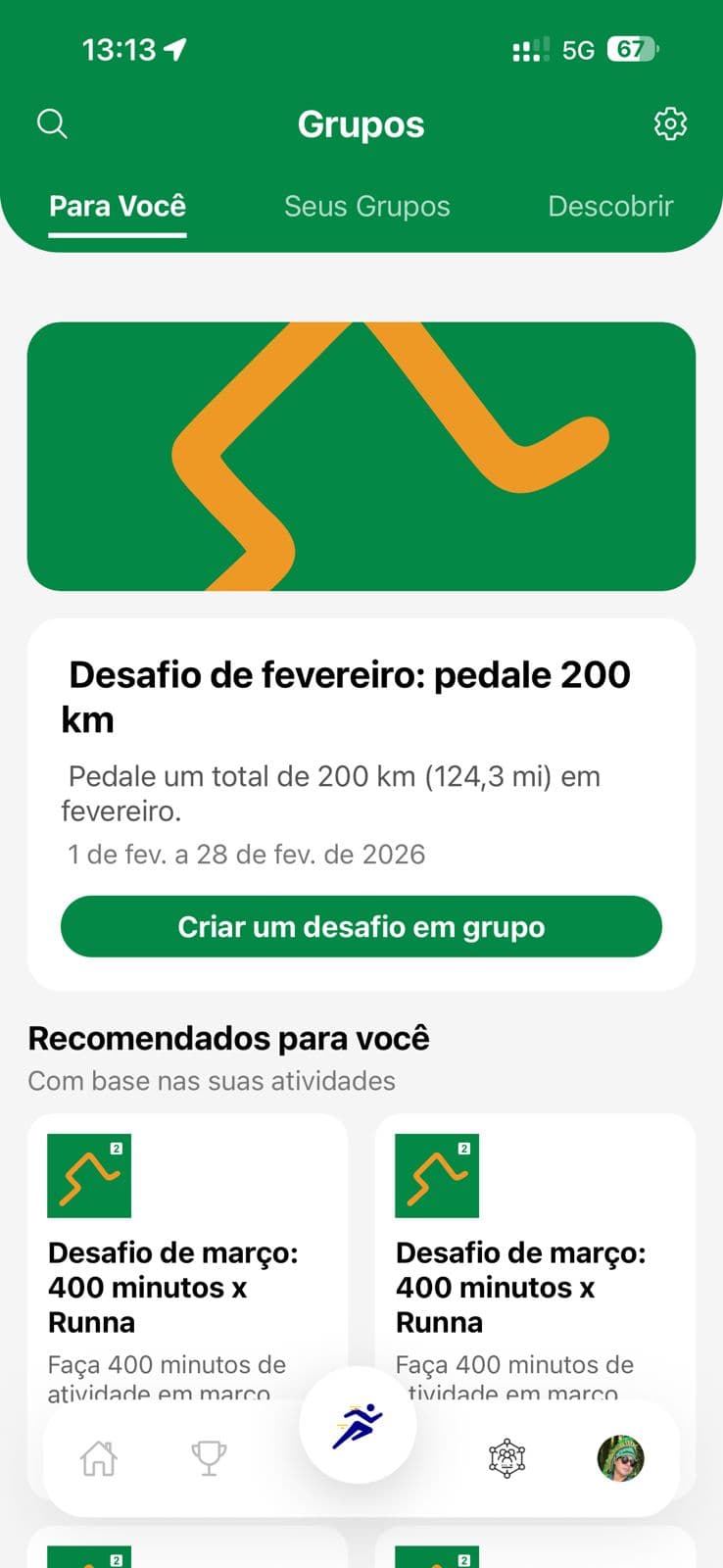 Tela de aplicativo: Grupos