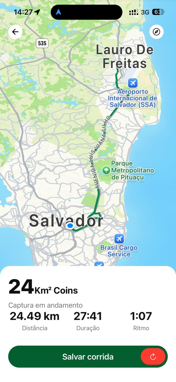 Tela de aplicativo: Rotas